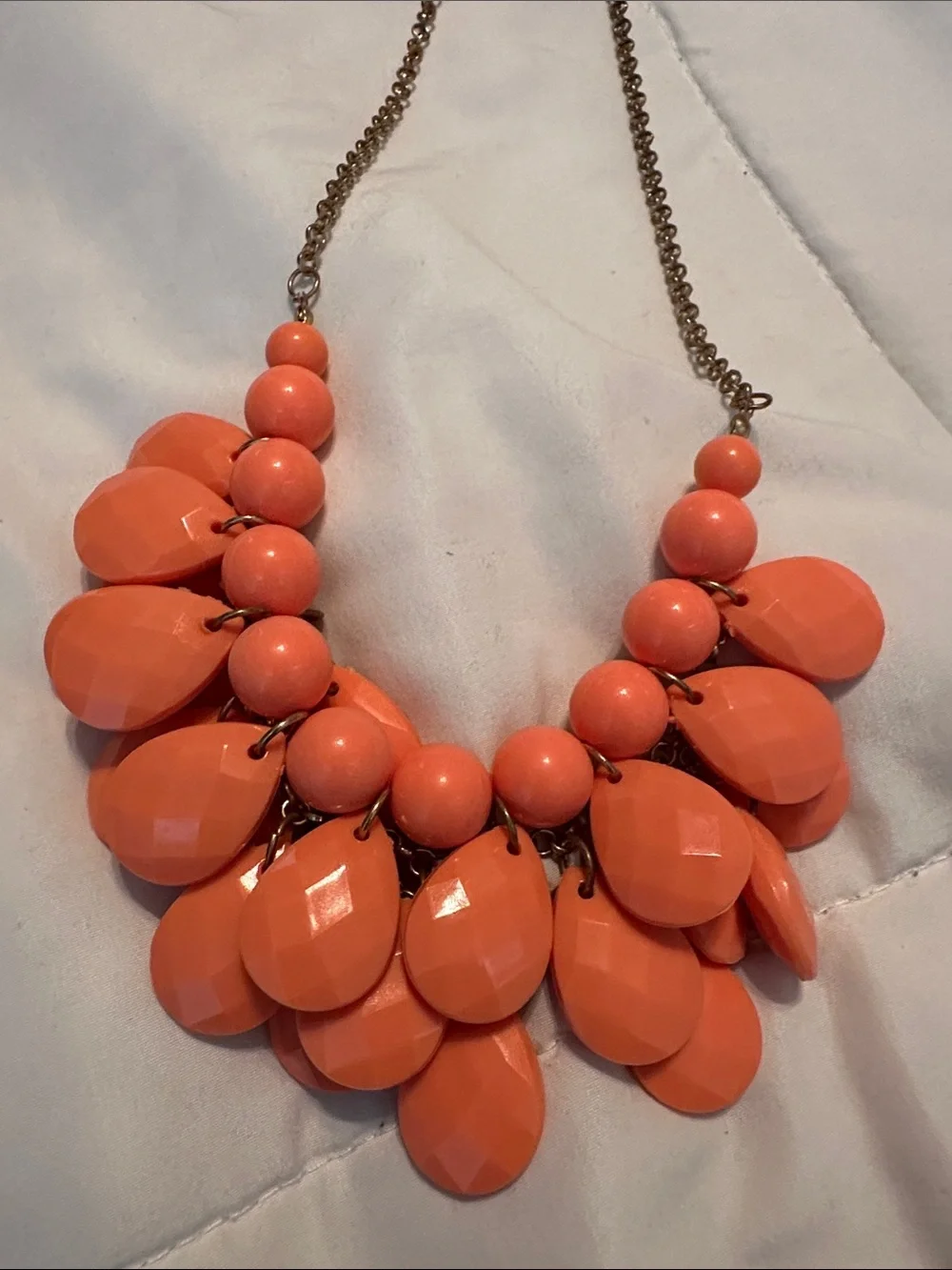 Bold Orange Teardrop Bib Necklace